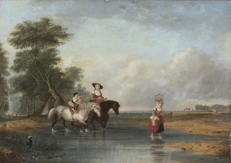 Cornelius Krieghoff Fording a River Norge oil painting art